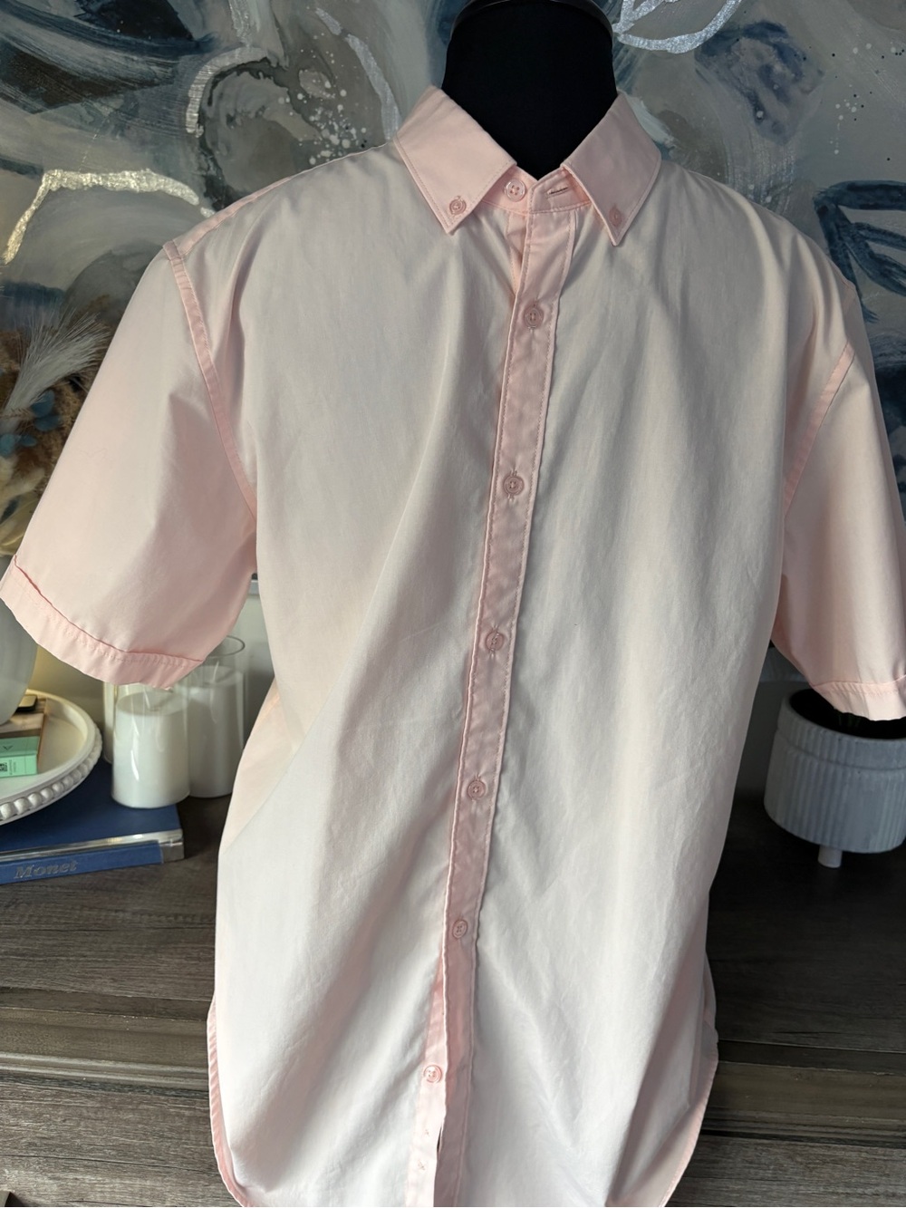 Le 31, Men's peach Short-Sleeve Button-Down Shirt